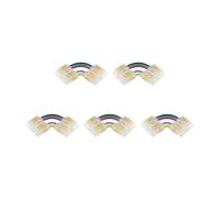 G.W.S® Solderless L Shape Corner Connectors, for 12mm Wide 6 Pin RGB+CCT LED COB Strip Lights, Pack of 5