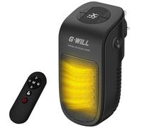 G-WILL Smart Plug in Heater 600W [Gen 2] (Black) - 4p/hr Running Cost, Wake-up Timer, Cuts 75% Energy, Ceramic Mini Portable Electric Space Fan Heater, Auto Thermostat, 4-Layer Safety System