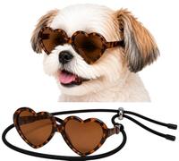 G027 Dog Cat Pet Heart Sunglasses Glasses for Small Breed up to 15lbs (Tortoise Brown)