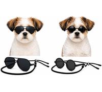 G029 Dog Pet Aviator Pilot Costume Sunglasses Small Breed (Small,up to 15lbs, 2-pk Aviator Black+Round Black)
