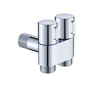 G1/2 Alloy Double Control Angle Valve 1 in Two Out Wall Mount Faucet Toilet Triangle Valve 1Pcs(Chrome)