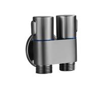 G1/2 Alloy Double Control Angle Valve 1 in Two Out Wall Mount Faucet Toilet Triangle Valve 1Pcs(Light Grey)