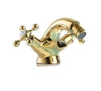 G1/2 Antique Bidet Faucet Two Ceramic Swivel Handles Water Bathroom Sink Brass Single Hole Deck Mounted Mixer Tap 7313(DVPPS02)