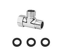 G1/2" Diverter Valve Brass 3 Way T Shape Adapter Universal Shower System Component Replacement Part Water Diverter Valve Shower Hose Splitter for Handheld Bidet and Sprayer, Chrome