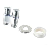 G1/2 Double Control Angle Valve 1-In 2-Out Alloy Water Diverter for Washing Machine Faucet Toilet Bidet Sprayer Kitchen Bathroom Basin Shower Wall Mounted Silver