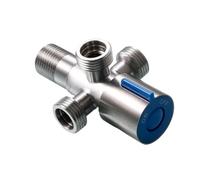 G1/2' Four-Way Triangle Valve One Into Three Out Water Angle Valve 304 Stainless Steel Toilet Stop Valve Multi-Function Tap