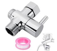 G1/2 Home Shower Diverter Valve,Solid Brass Universal 3-Way Diverter Valve Replaceable Shower Diverter for Shower Heads and Hose(Silver)