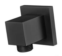 G1/2 Inch Brass Shower Elbow, Modern Matte Black Wall Supply Elbow with Shower Hose Connector, Square Design Water Outlet Union for Bathroom Sink and Hand Held Spray