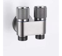 G1/2 Mini Multi-Function Brass One Into Two Out Dual Control Washing Machine Chrome/Gray Tap Three-Way Triangle Valve 1Pcs