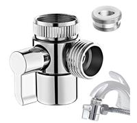 G1/2 Shower Diverter Valve 3 Way Kitchen Tap Diverter,3 Way T-Adapter Shower Head Diverter Valve for Bath Mixer Tap,Shower Attachment,Universal Sink M22 M24 Adapter Zinc Alloy(Silver)