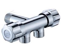 G1/2 Three-Way Triangle Valve Into Two Out Double Water Angle Washing Machine Toilet Stop Multi-Function Tap(A)