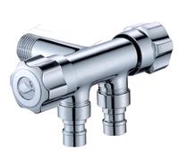 G1/2 Three-Way Triangle Valve Into Two Out Double Water Angle Washing Machine Toilet Stop Multi-Function Tap(C)