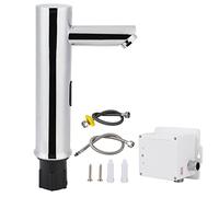 G1/2in Single Cold Touchless Automatic Sensor Faucet for Bathroom Non Contacting Hands Cleaning Brass Material Durable Long Service Life Electroplating Finish Easy to Clean (Short style-20cm)