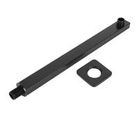 G1/2in Thread Stainless Steel Shower Arm, Wall Mounted Extension Arm Shower Holder, Black Spray Paint with Decorative Cover, Adjustable Shower Head Extension for Bathroom (F-Y203 Flat Square-Black)