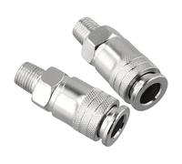 G1/4 Male Thread Pneumatic Quick Connector for EU Standard Air Compressor Fitting Coupler Metal Silver 2 Pack 53mm Length