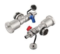 G1 DN25 Brass Heating Distributor with Drain Tap and Vent Group for Effective Air Management in Closed Loop Heating Systems (Red+Blue)