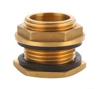 G1 Thread Brass Bulkhead Fittings for Rain Barrels, No Leak Water Tank Connector Spigot Kit for RV Camping and Garden Irrigation, Golden 4x4.5cm(1-inch)