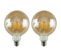 G125 E27 8W Dimmable Led Filament 800Lm Amber Globe Warm White Screw Light Bulb