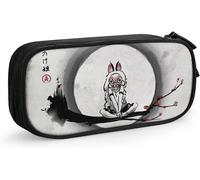 g18568 KEROTA Studio Ghibli Princess Mononoke Pencil Pouch 3D Custom Printing Large Capacity Double Zipper Pencil Case For Office School Travel-Black