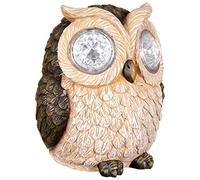 G19 Gorgeous Solar Resin Owl with Crystal Eyes Place it Anywhere in Your Garden - Brown