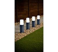 G19 Rattan Effect Post Solar Lights Perfect for Placing Along Path & Borders 4pk - Grey