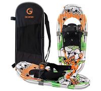 G2 16 Inch Kids Snowshoes, with Storage Bag, Fast Ratchet Binding Design, for Child Youth Boys and Girls, Green&Orange