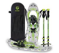 G2 21/25/30 Inches Light Weight Snowshoes with Toe Box, EVA Padded Ratchet Binding, Heel Lift, Flexible Pivot Bar, Durable Back Strap, Set with Trekking Poles, Carrying Bag, Snow Baskets,