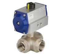 G2'' 3-Way L-port Brass Pneumatic Ball Valve Spring Closed - BL3BA