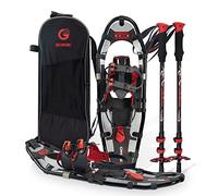 G2 30 Inches Light Weight Snowshoes for Women Men Youth, Set with Trekking Poles, Carrying Bag, Snow Baskets, Special EVA Padded One-Pull Binding, Heel Lift, Toe Box, Red