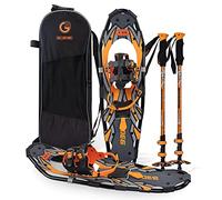 G2 76,2 cm Orange leichte Schneeschuhe for Damen Herren Jugend Set mit Trekkingstöcken, Tragetasche, spezielle Eva gepolsterte Ratschenbindung, Fersenheber, Zehenbox