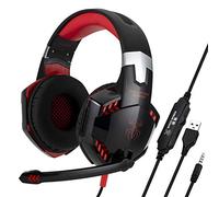 G2000 headset, head-mounted gaming headset, rubber oil craft red