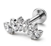 G23 Titanium 16G Clear CZ Conch Piercing Medusa Helix Flat Back Earring
