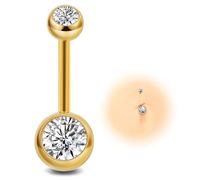G23 Titanium Belly Button Bars Belly Bar Long White CZ Gold 14G 8MM