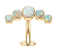 G23 Titanium Belly Ring Curved Barbell 14G Flat Bottom Floating Navel Ring White Opal Belly Piercing 10mm