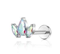 G23 Titanium Flat Back Earrings Studs 18g 16g F136 Implant Grade Titanium Labrets Press Fit Threadless Push In Dainty Cartilage Helix Conch Lobe Lip Tragus Piercing Jewelry, S, Titanium, Cubic