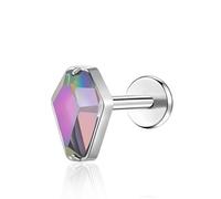 G23 Titanium Flat Back Earrings Studs 18g 16g F136 Implant Grade Titanium Labrets Press Fit Threadless Push In Dainty Cartilage Helix Conch Lobe Lip Tragus Piercing Jewelry, S, Titanium, cubic