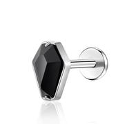 G23 Titanium Flat Back Earrings Studs 18g 16g F136 Implant Grade Titanium Labrets Press Fit Threadless Push In Dainty Cartilage Helix Conch Lobe Lip Tragus Piercing Jewelry, S, Titanium, cubic