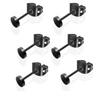 G23 Titanium Flat Dot Stud Earrings Hypoallergenic for Women Black Round Disc Earrings for Sensitive Ear Studs