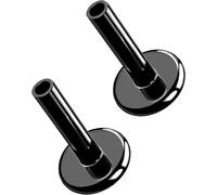 G23 Titanium Threadless & Internally Threaded Flat Back Stud Earrings - 20G 18G 16G Silver Gold Labret Post in 5mm-12mm for Nose Helix Tragus Cartilage Conch Lobe Medusa Piercing Jewelry, 2pcs, 20g