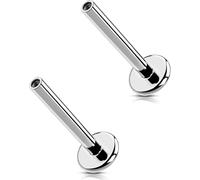 G23 Titanium Threadless & Internally Threaded Flat Back Stud Earrings - 20G 18G 16G Silver Gold Labret Post in 5mm-12mm for Nose Helix Tragus Cartilage Conch Lobe Medusa Piercing Jewelry, 16g 7mm
