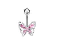 G23Titan Pink Zircon Flower Belly Button Ring Drop Chain 14G G23 Titanium Curved Barbell Navel Piercing Women Girls Sexy Jewelry