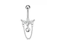 G23Titan Pink Zircon Flower Belly Button Ring Drop Chain 14G G23 Titanium Curved Barbell Navel Piercing Women Girls Sexy Jewelry