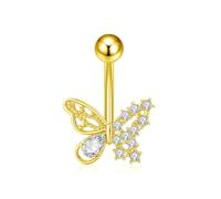 G23Titan Pink Zircon Flower Belly Button Ring Drop Chain 14G G23 Titanium Curved Barbell Navel Piercing Women Girls Sexy Jewelry