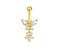 G23Titan Pink Zircon Flower Belly Button Ring Drop Chain 14G G23 Titanium Curved Barbell Navel Piercing Women Girls Sexy Jewelry