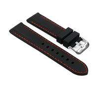 g24 20mm Rubber Band Strap for Tissot Prc100 T-Sport Chronograph Black Red Stitch