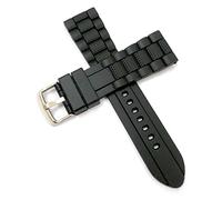g24 23mm Silicone Rubbber Black Watch Band Strap for Men and Women | Comfortable and Durable Material | Silver Buckle-A1
