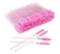 G2PLUS 100 PCS Disposable Eyelash Brushes Spoolies: Pink Crystal Mascara Wands Applicator for Eyelash Extensions
