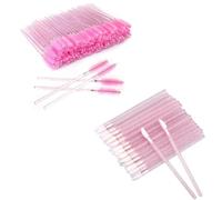 G2PLUS 100 PCS Pink Disposable Eyelash Brushes Spoolies and 100 PCS Lip Brushes