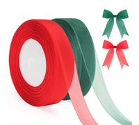 G2PLUS 100 Yards Red and Green Organza Gift Wrapping Ribbon, 20mm Sparkly Decorative Christmas Ribbon for Presents Wrapping, Christmas Crafting