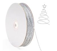 G2PLUS 100M Decorative Metallic String, 1.5mm Silver Twine String, Sparkle Jewelry Thread Cord for DIY Crafts, Gift Wrapping, Wedding Favors
